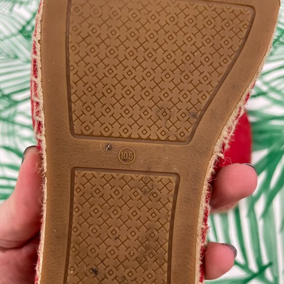 Tory Burch Ruby Red Suede Logo Espadrille Flats Size 10.5 - Picture 4 of 9